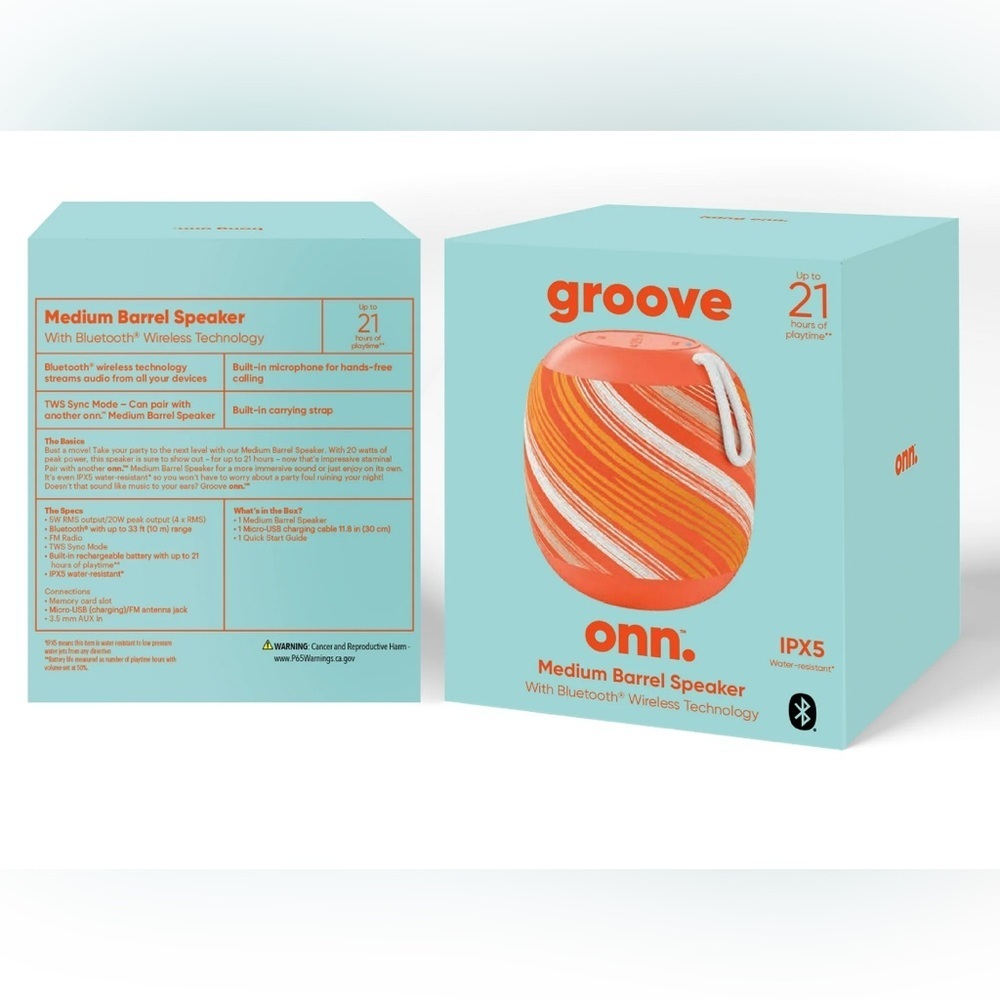 NEW Onn Medium Barrel Speaker with Bluetooth